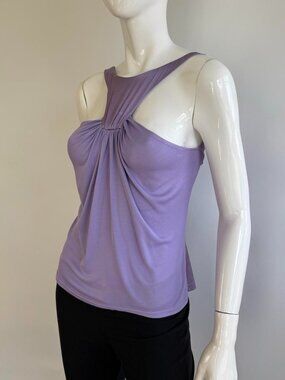 VERSACE Vintage Early 2000s Lilac Silk Draped Halter Tank Top